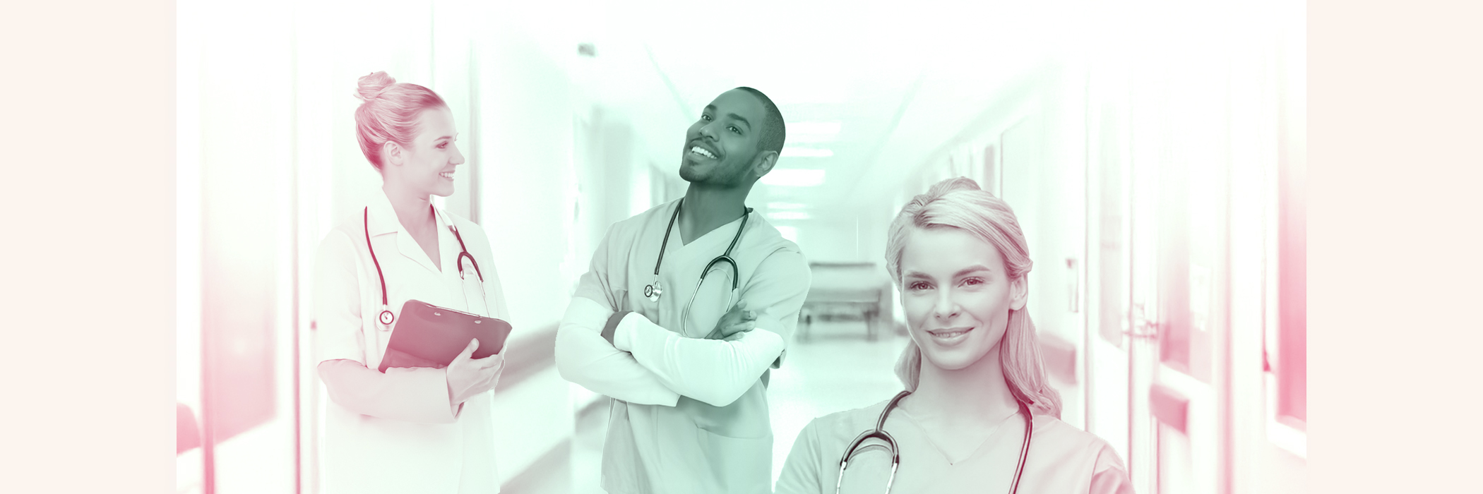 Banner image of nurses in a hallway (2025)