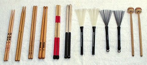 Different styled drumsticks