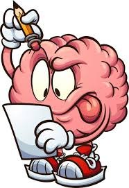 A cartoonist brain holding a piece of paper