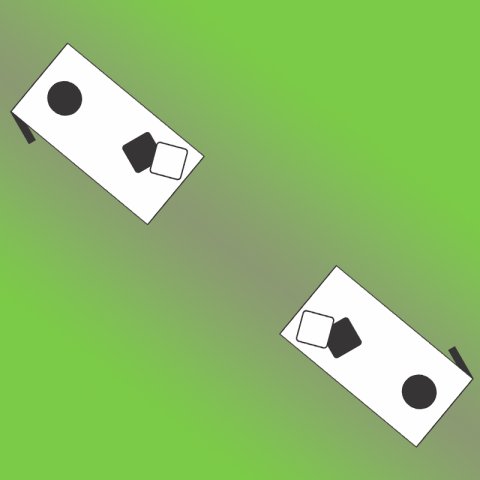 Two cornhole boards across from each other