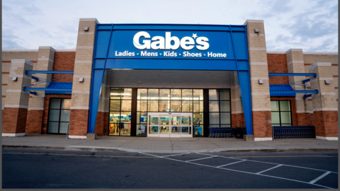 Gabe's clothing store sign on building