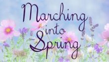 Marching into Spring with flower background