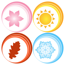 flower, sun, leaf and snowflake 