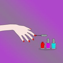 Nails being painted with nail polish