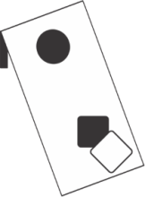 rectangle board with circular hole with 2 square bean bags
