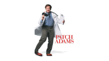Robin Williams in a white coat holding a clipboard 
