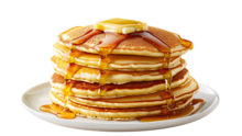 stack of pancakes with butter and syrup