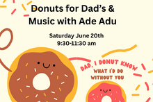 Flyer with donuts stating there will be donuts and music for Fathers Day